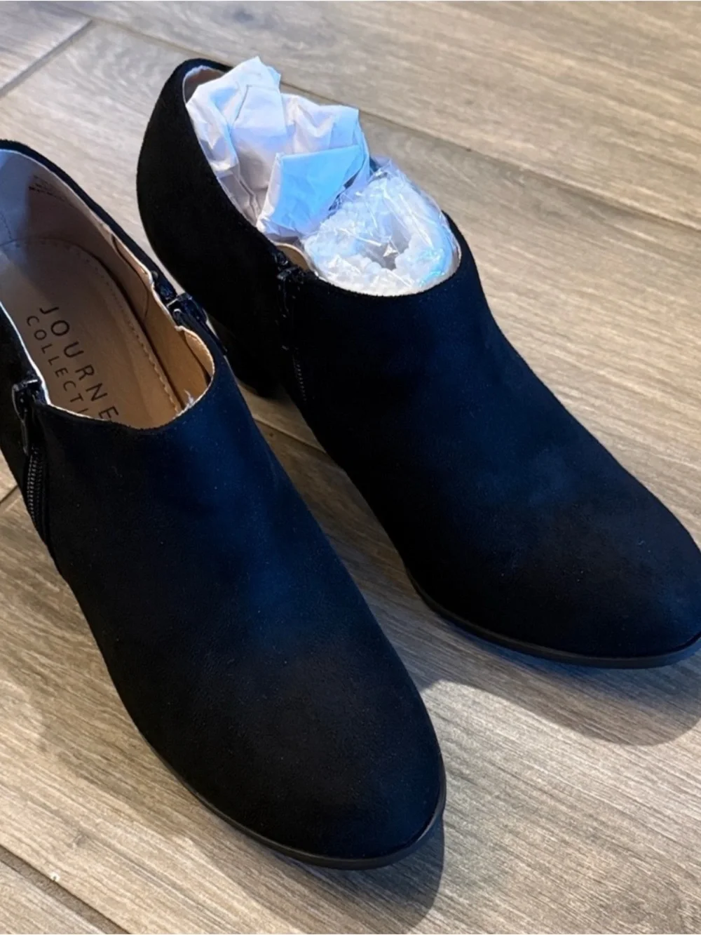 Journee Collection Black Suede Ankle Booties